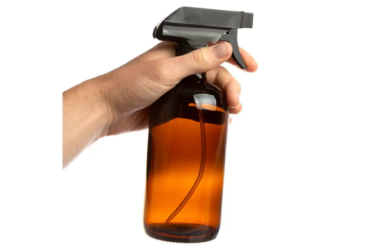 16 oz. Amber Glass Bottle with Black Trigger Sprayer