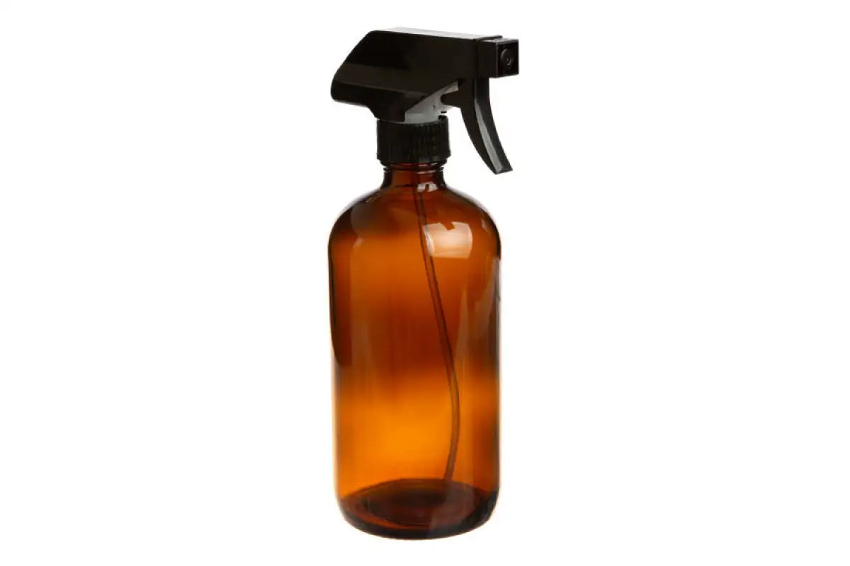 16 oz. Amber Glass Bottle with Black Trigger Sprayer
