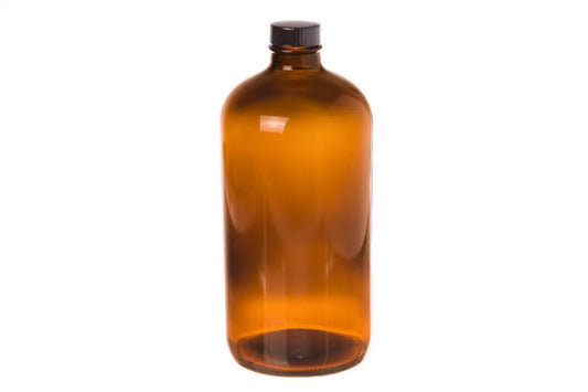 32 oz. Amber Glass Bottle with Black Cap