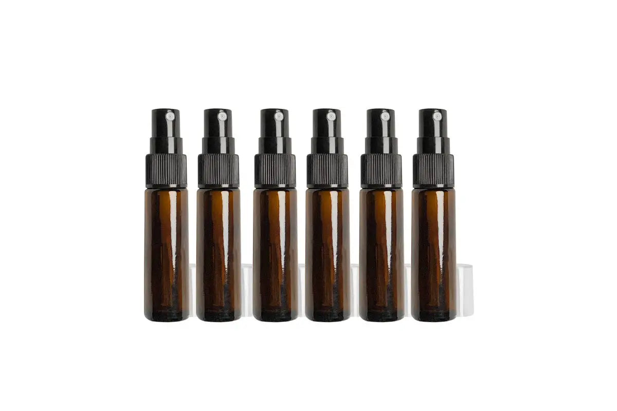 10 ml Amber Glass Vials with Misting Spray Tops (Pack of 6)