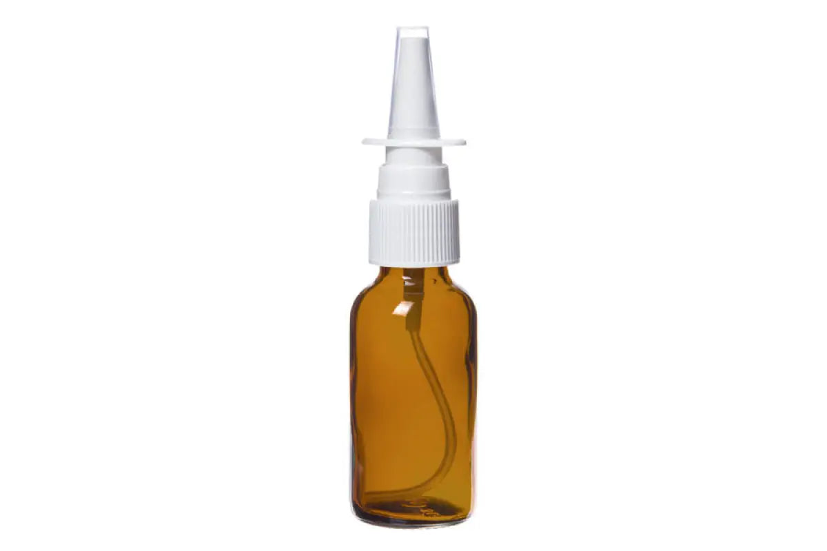 1 oz. Amber Glass Bottles with White Nasal Sprayers (Pack of 6)